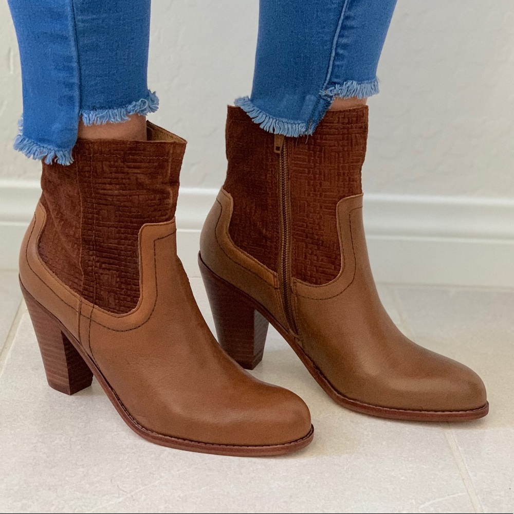 Tumbled Distressed Leather Woven Detail Boot - Picture 3 of 8